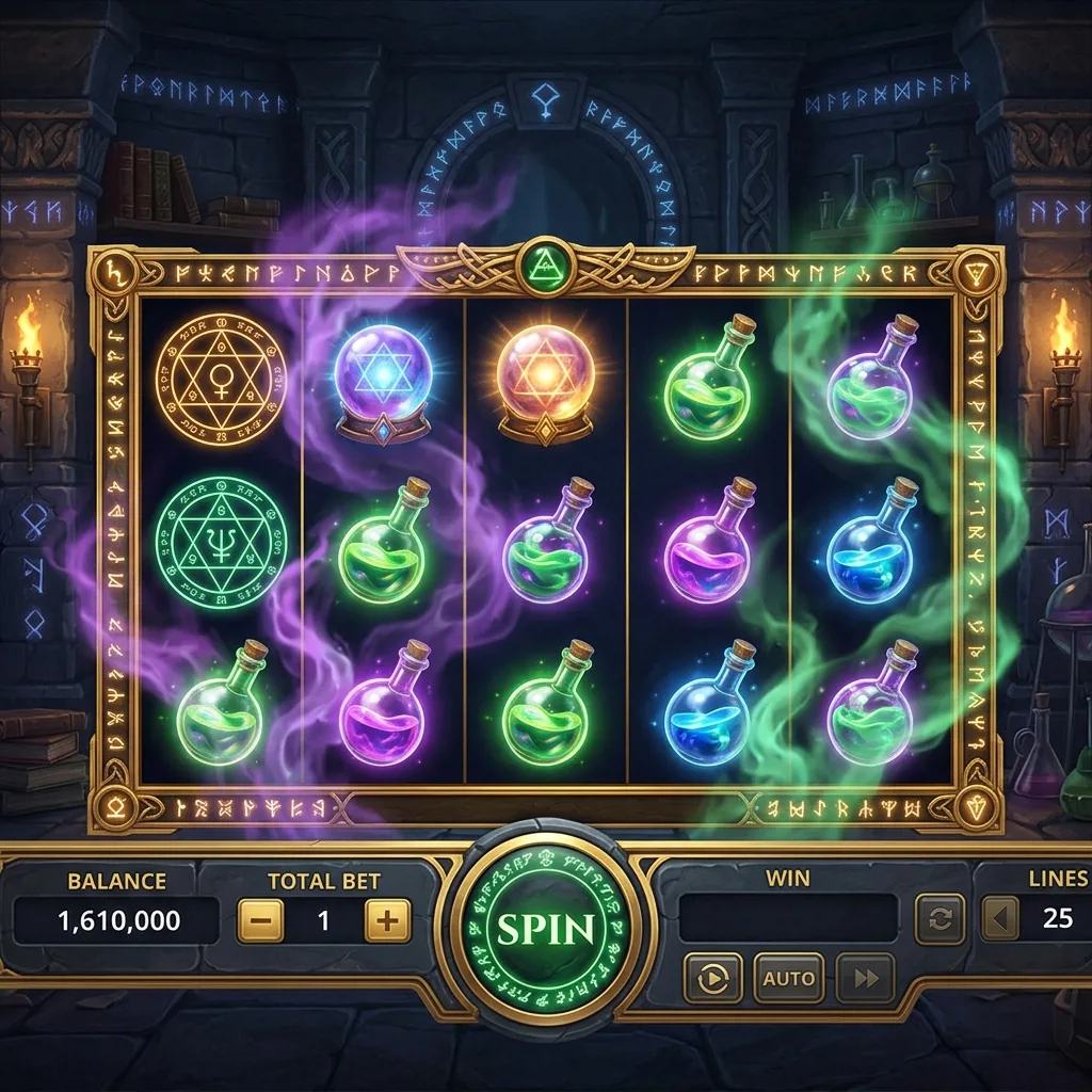 Слот Mystic Alchemy с алхимической тематикой и зельями на барабанах
